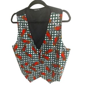 Novelty Vest Sleeveless Golf Print Womens  Size 42/XL Button-up Halloween